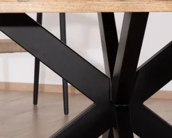 Table de repas industrielle carrée 150x150cm métal et bois "Caractère"
