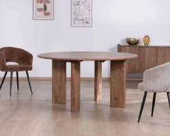 Table de repas ronde style japandi 