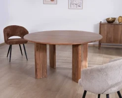 Table de repas ronde style japandi 