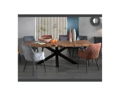 Table de repas XXL avec plateau en teck recyclé et pieds étoile 280cm "Valley"