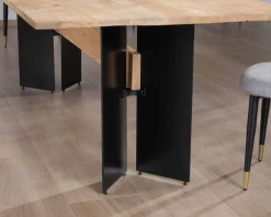 Table de salle à manger manguier massif 240cm piètement design bois et métal noir