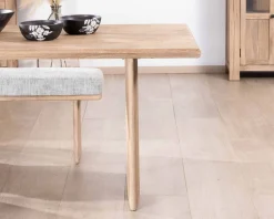 Table de salle à manger rectangulaire 180cm en manguier sablé pieds latéraux pleins 
