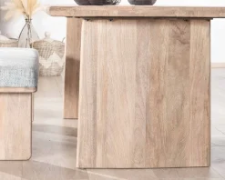 Table de salle à manger rectangulaire 180cm en manguier sablé pieds latéraux pleins 