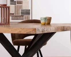 Table design carrée métal et bois massif