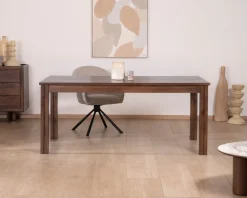 Table extensible en manguier massif teinte noyer 