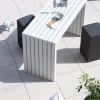 Table haute design en aluminium blanc 160cm "Java Island"