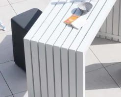 Table haute design en aluminium blanc 160cm "Java Island"