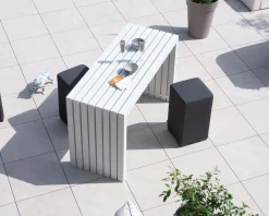 Table haute design en aluminium blanc 160cm