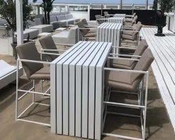 Table haute design en aluminium blanc 160cm