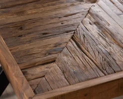 Table rectangulaire 180cm acacia finition chevrons piètement métal mikado 