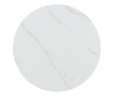 Table ronde 120 cm plateau céramique blanc effet marbre 