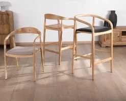 Tabouret de bar en acacia design épuré avec dosseret