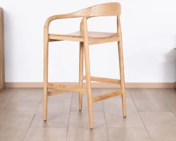 Tabouret de bar en acacia design épuré avec dosseret