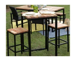 Tabouret de bar en métal et bois exotique 