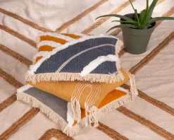 Tapis beige en coton orné de jute tressée 120 x 180 cm 