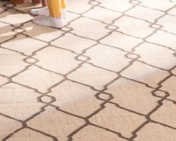 Tapis en jute et laine style kilim beige 
