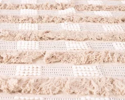 Tapis fantaisie en coton texturé beige 