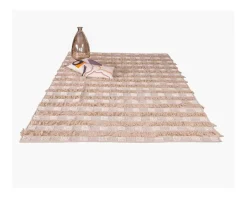 Tapis multi textures beige tissé main 
