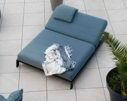 Têtière en tissu turquoise pour chaise longue 