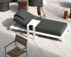 Têtière en tissu vert kaki pour bain de soleil 